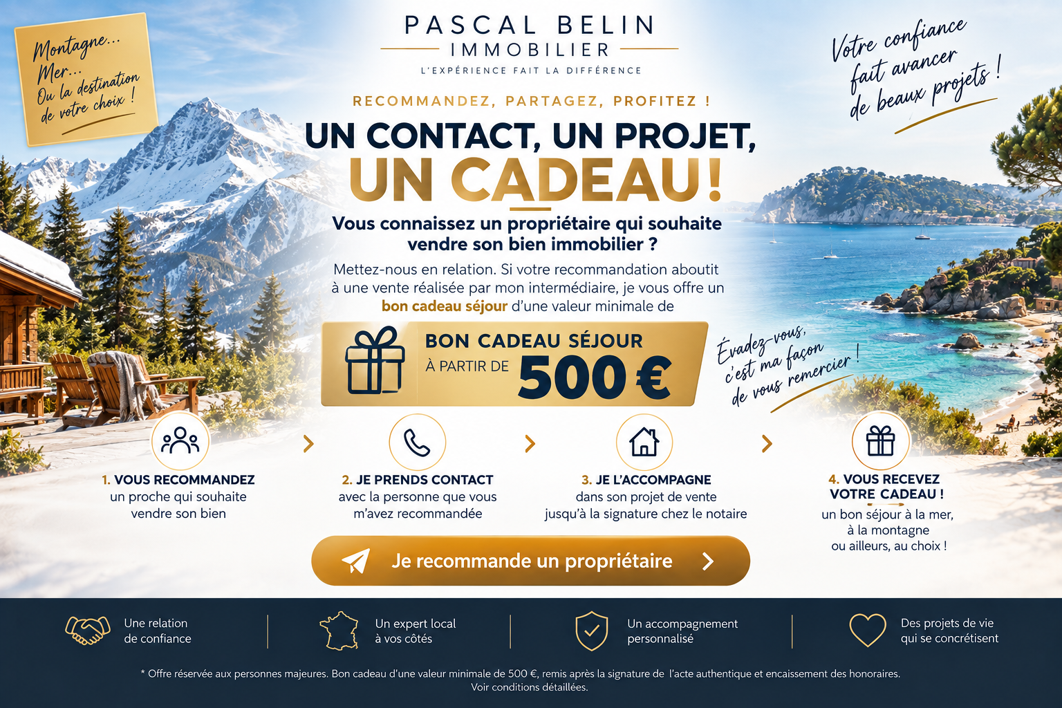 Offre de recommandation : bon cadeau séjour à partir de 500 euros