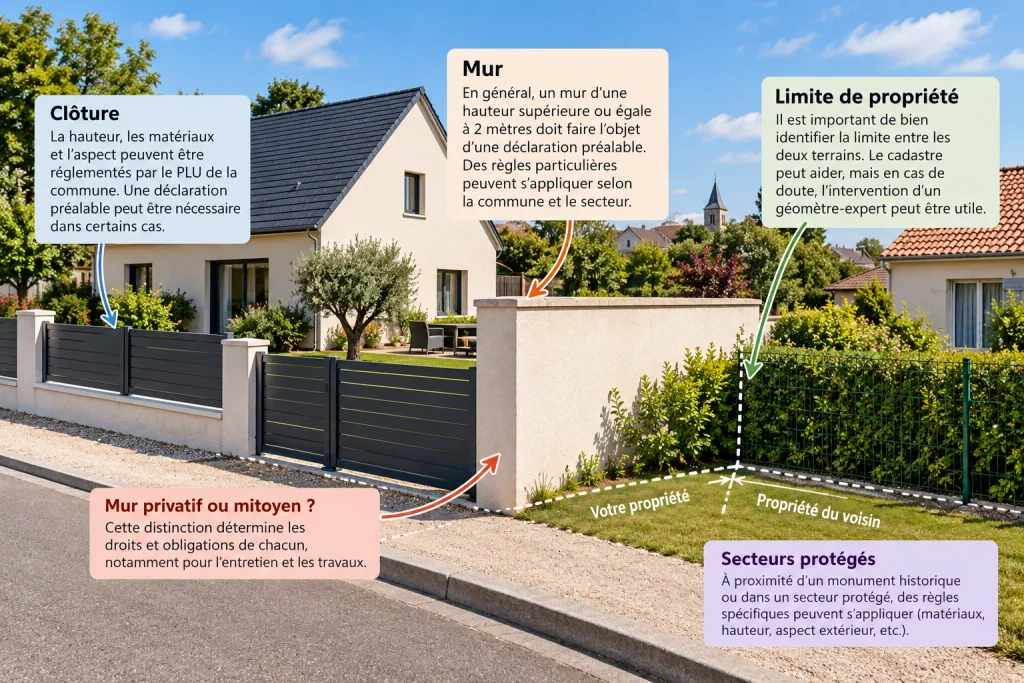 Mur et clôture d’une propriété – réglementation, limites de propriété et mitoyenneté